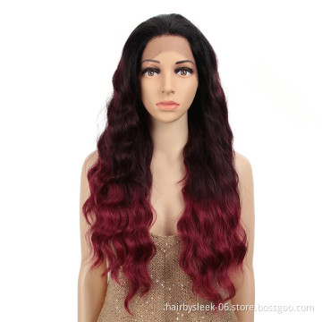 ombre color Long synthetic wig for black women lace frontal wig synthetic hair mix colored synthetic hair wigs